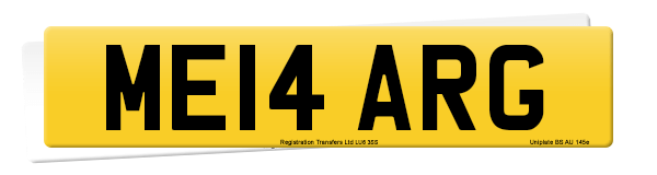 Registration number ME14 ARG